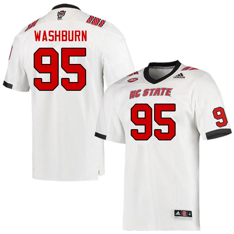 Men #95 Andrew Washburn NC State Wolfpack College Football Jerseys Sale-White